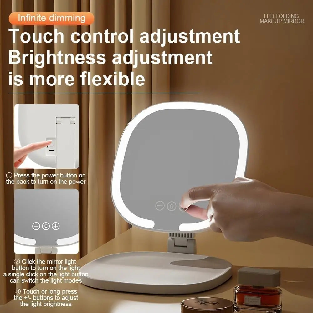 Rechargeable LED Makeup Mirror – Portable Touch Control