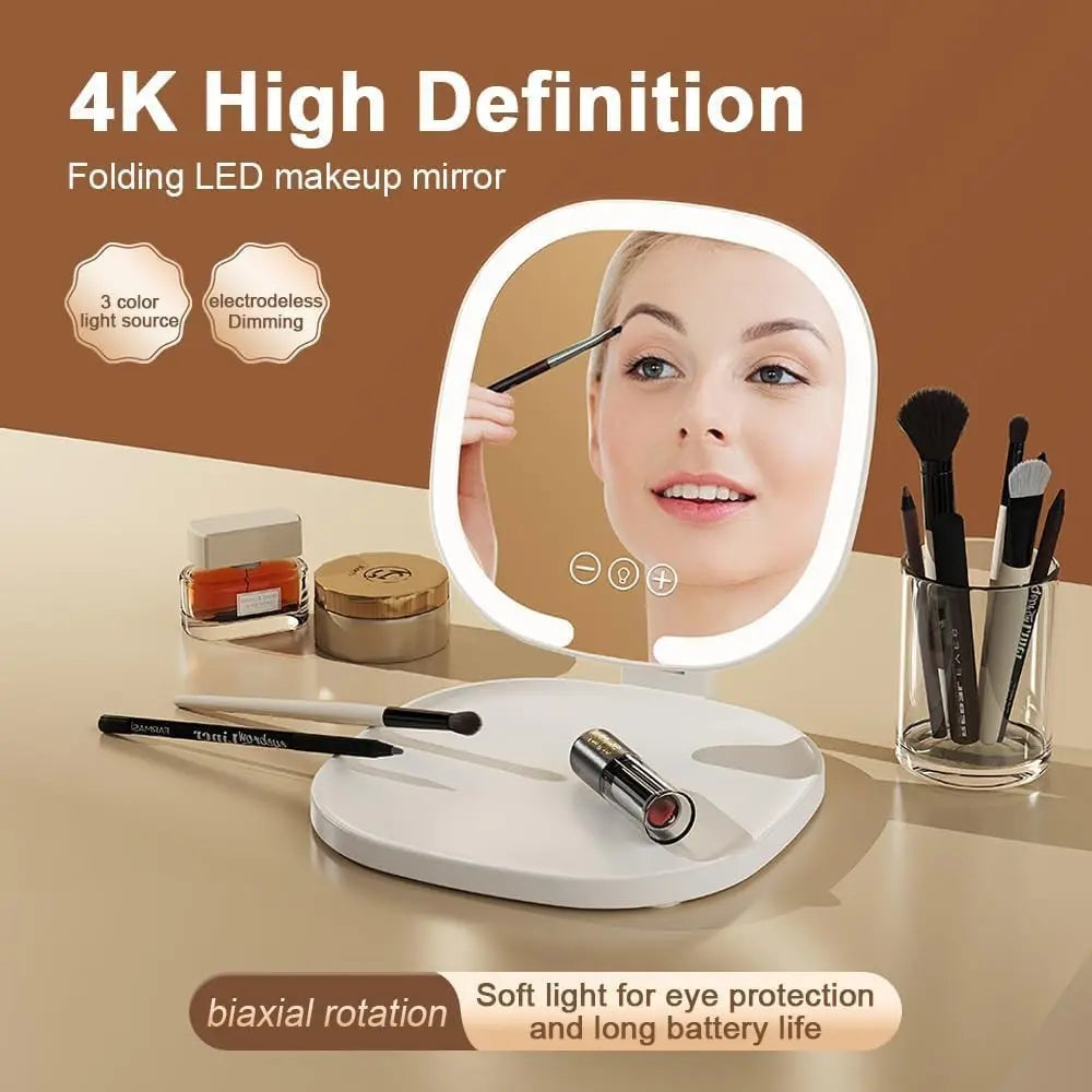 Rechargeable LED Makeup Mirror – Portable Touch Control
