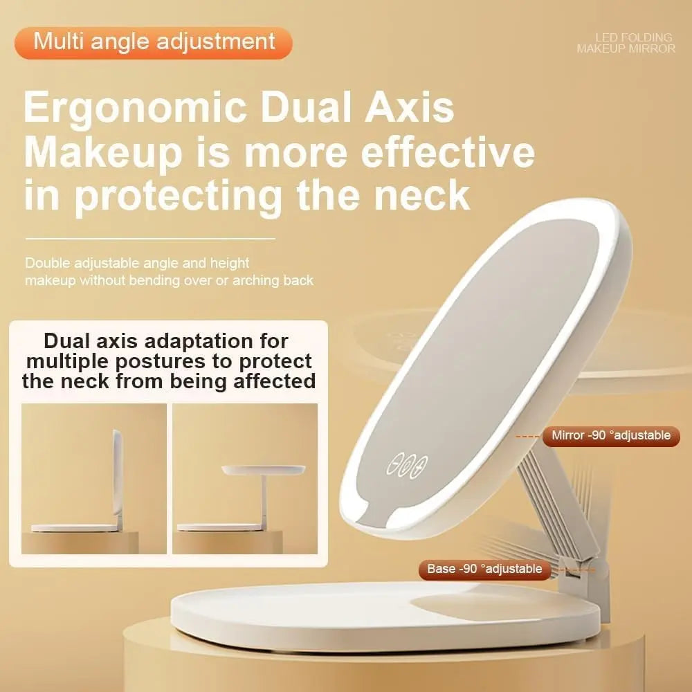 Rechargeable LED Makeup Mirror – Portable Touch Control