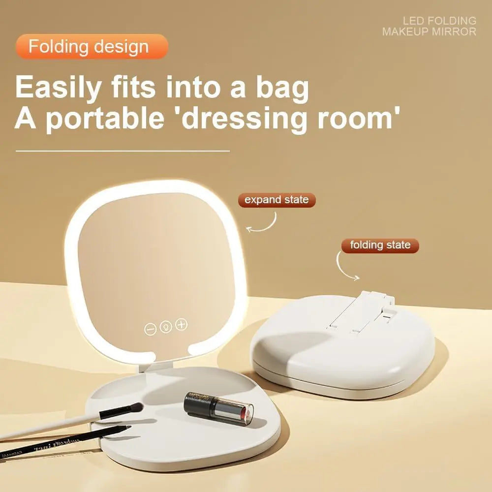 Rechargeable LED Makeup Mirror – Portable Touch Control
